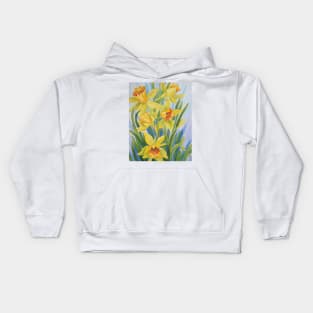 Daffodils Watercolor Painting Kids Hoodie